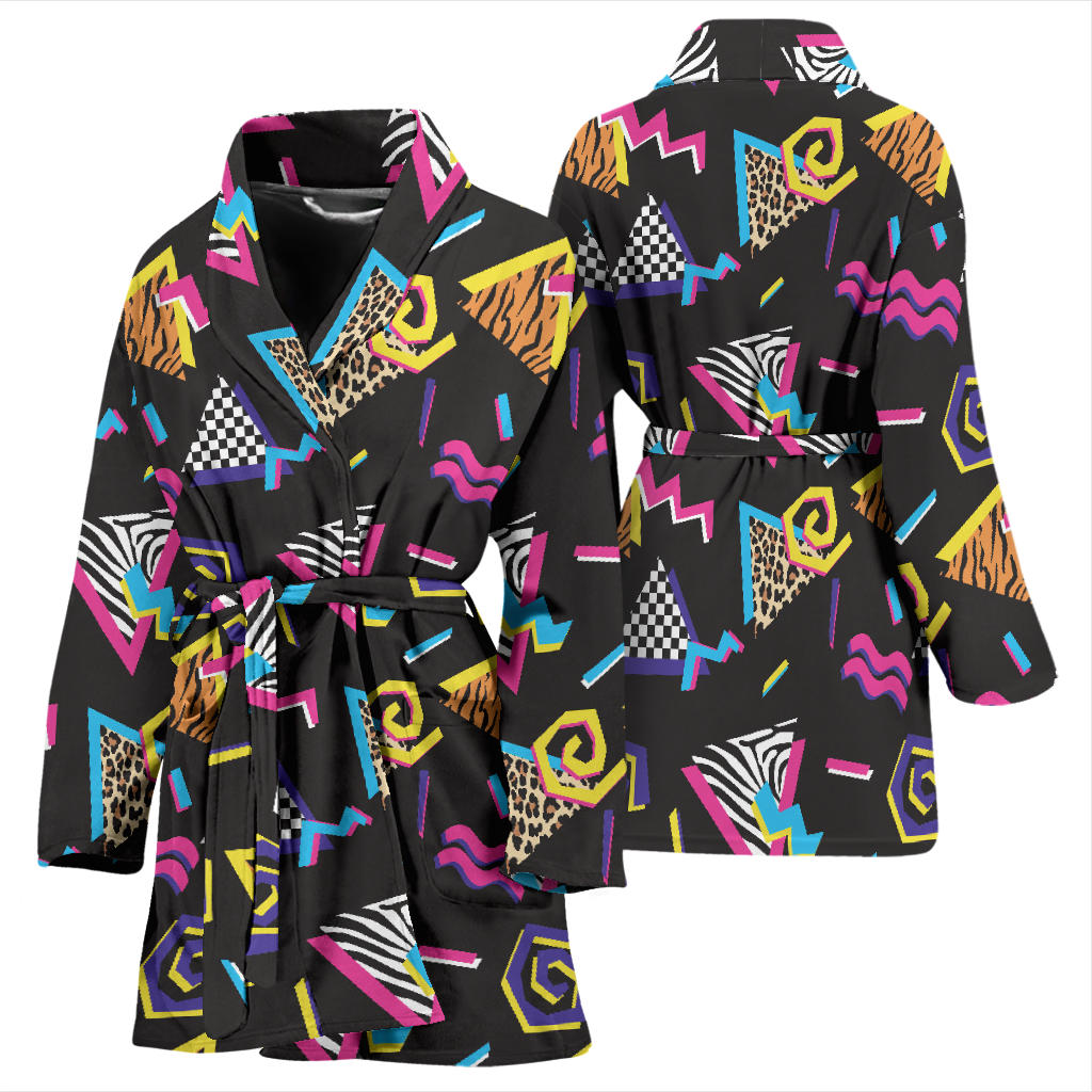 80s Pattern Print Design 3 Women Bathrobe