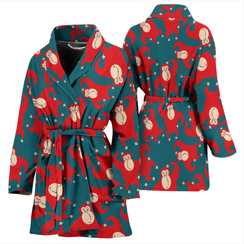 Chimpanzee Pattern Print Design 04 Women Bathrobe