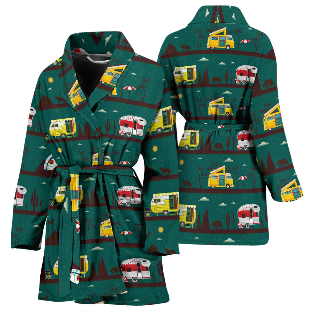 Camper Pattern Print Design 05 Women Bathrobe
