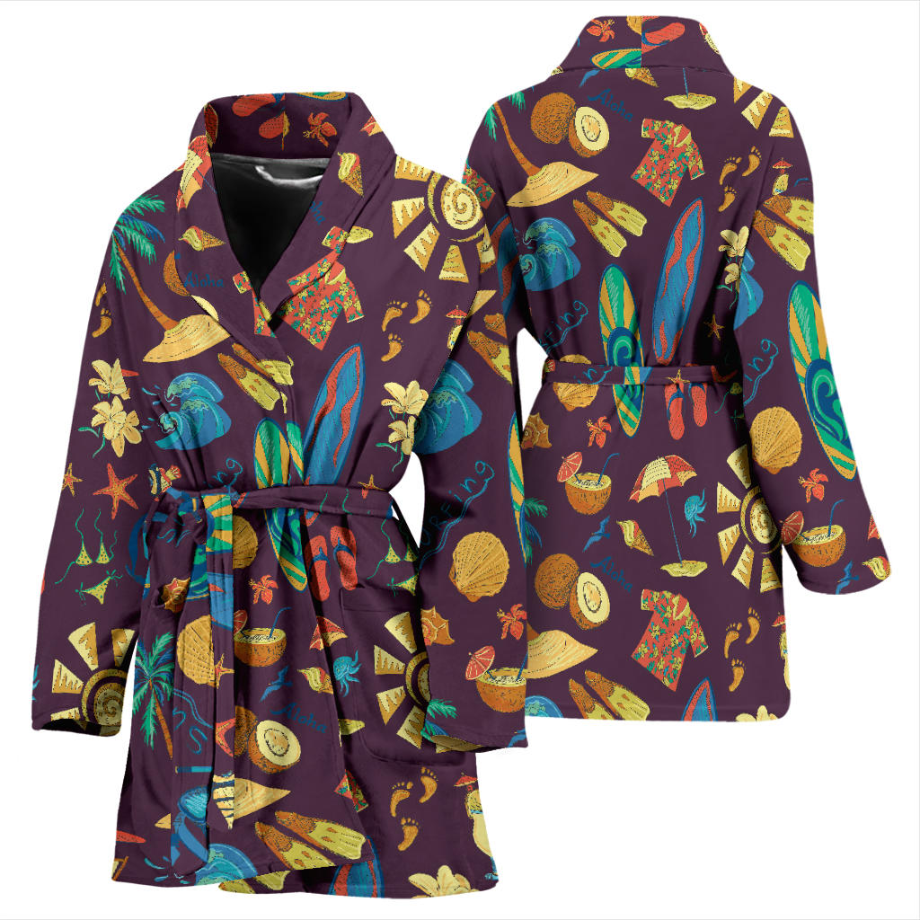 Aloha Hawaii Pattern Print Design 01 Women Bathrobe