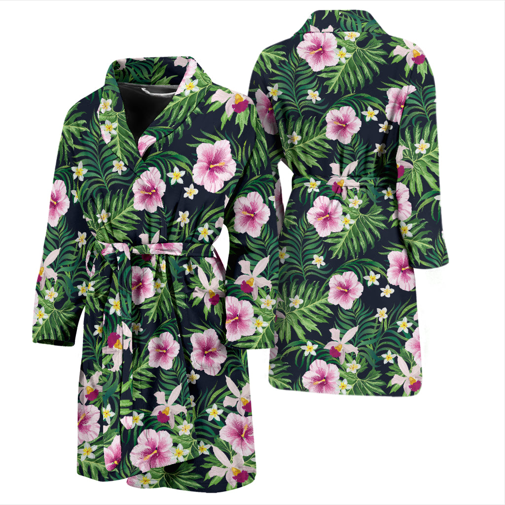 Hibiscus Tropical Print Design LKS309 Men Bathrobe