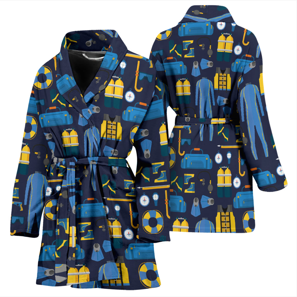 Scuba Equipment Print Design LKS305 Women Bathrobe