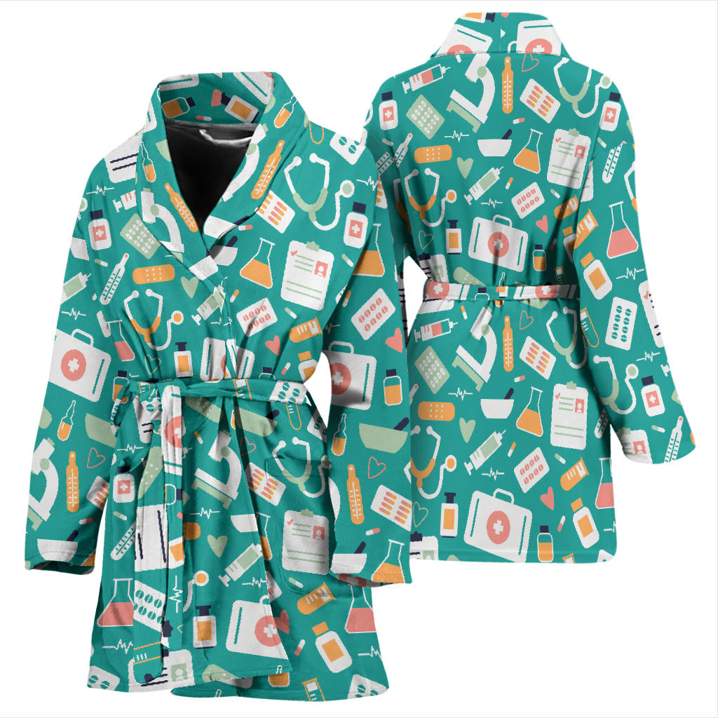 Medical Pattern Print Design 03 Women Bathrobe