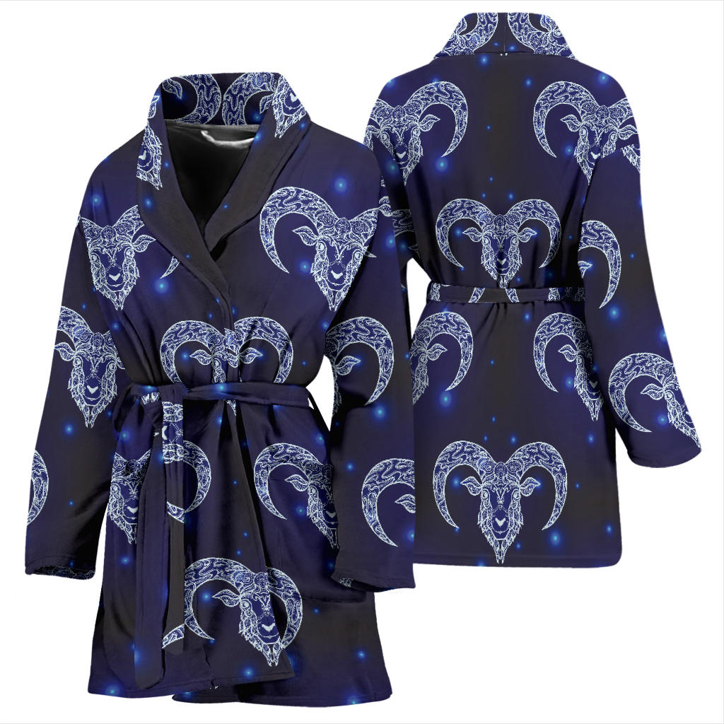 Aries Zodiac Pattern Print Design 01 Women Bathrobe