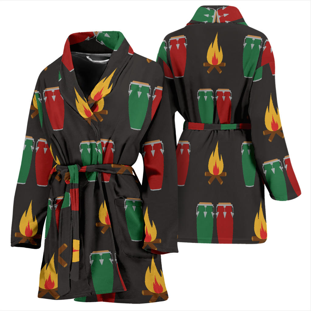 Conga Pattern Print Design 01 Women Bathrobe
