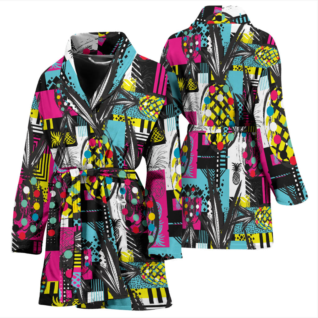Pop Art Pineapple Pattern Print Design A02 Women Bathrobe