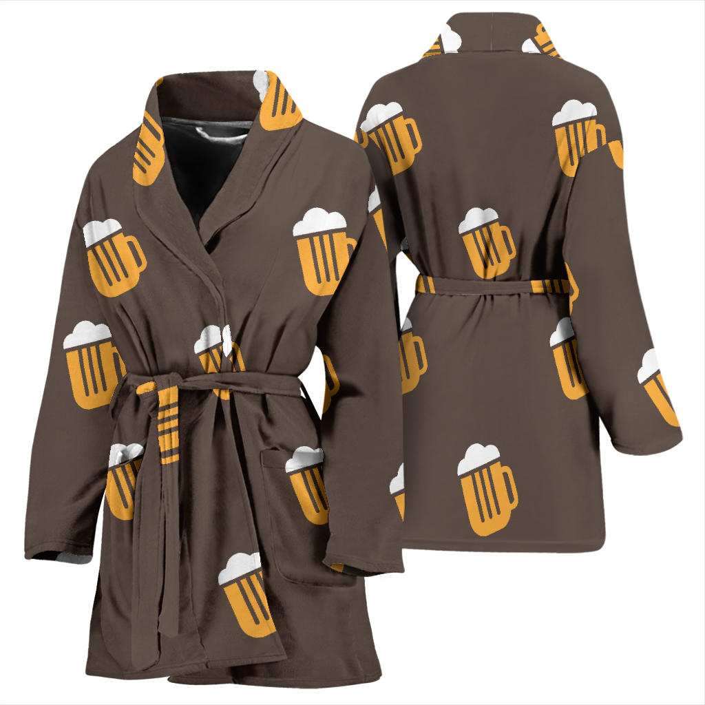 Beer Pattern Print Design 01 Women Bathrobe