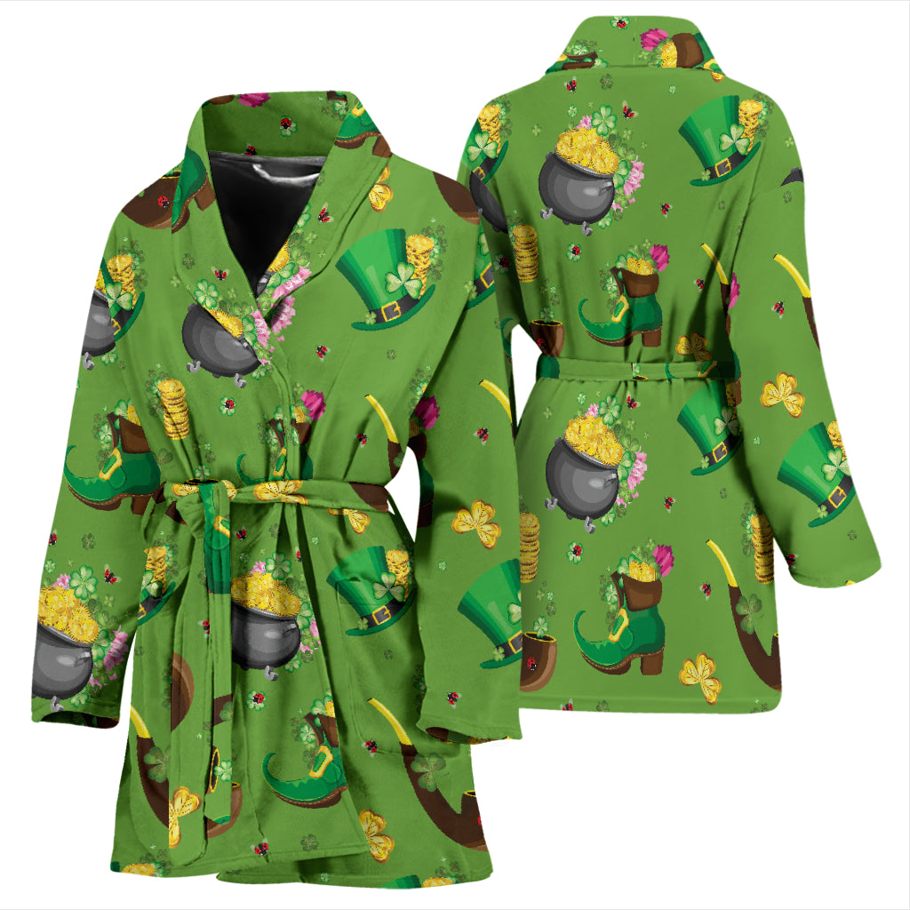 Shamrock Saint Patrick's Day Print Design LKS306 Women Bathrobe