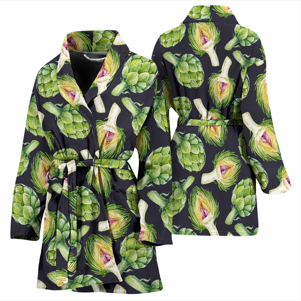 Artichoke Pattern Print Design 01 Women Bathrobe