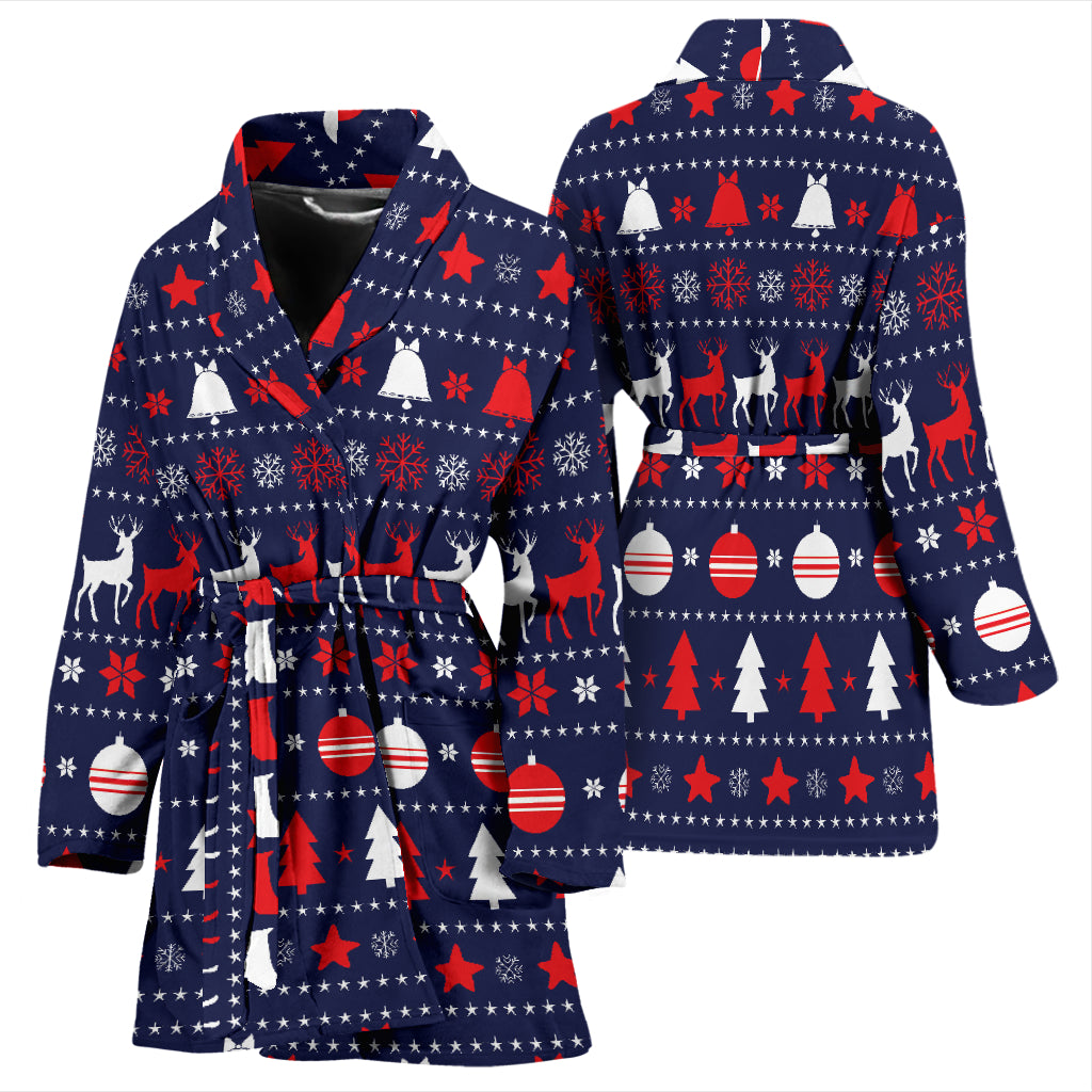 Reindeer Print Design LKS404 Women Bathrobe
