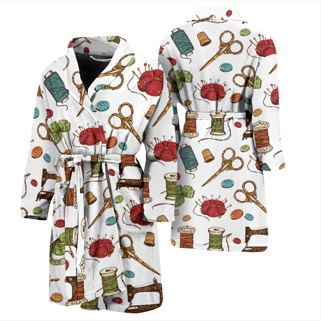 Sewing Equipment Print Design LKS304 Men Bathrobe