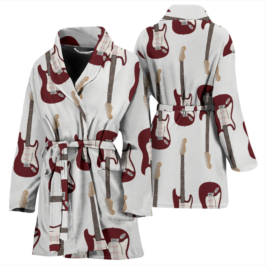Bass Guitar Pattern Print Design 03 Women Bathrobe