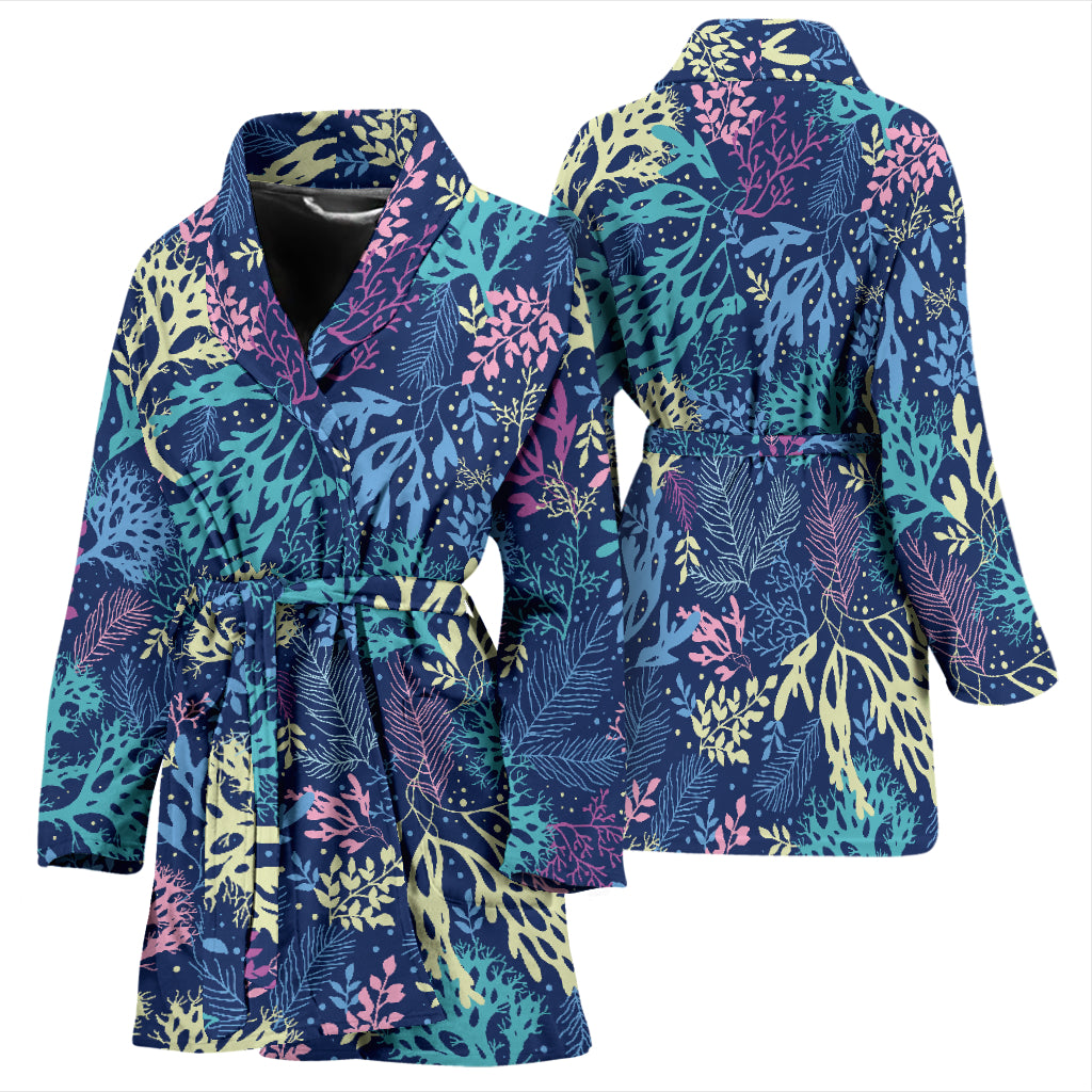 Seaweed Print Design LKS301 Women Bathrobe