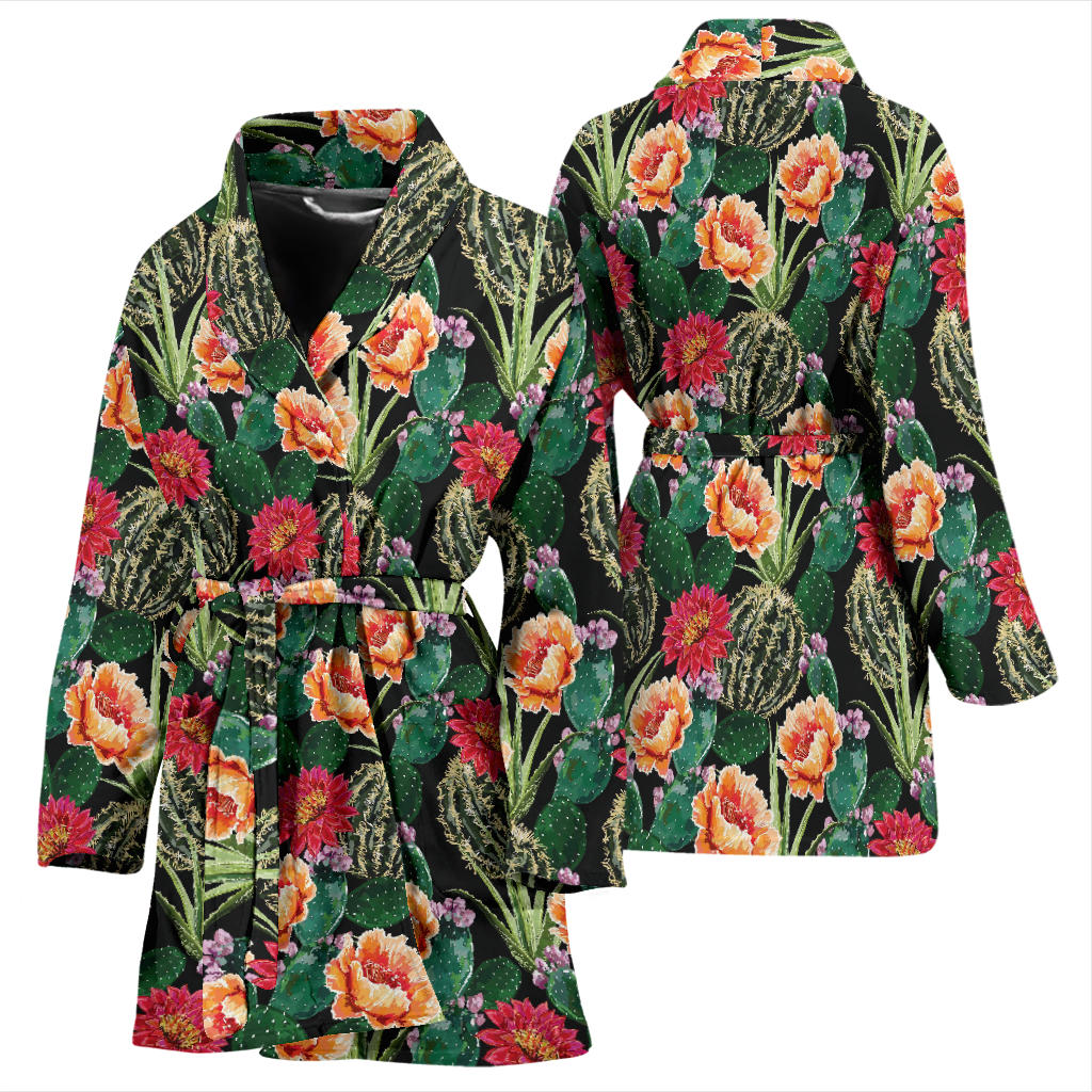 Cactus Pattern Print Design 06 Women Bathrobe