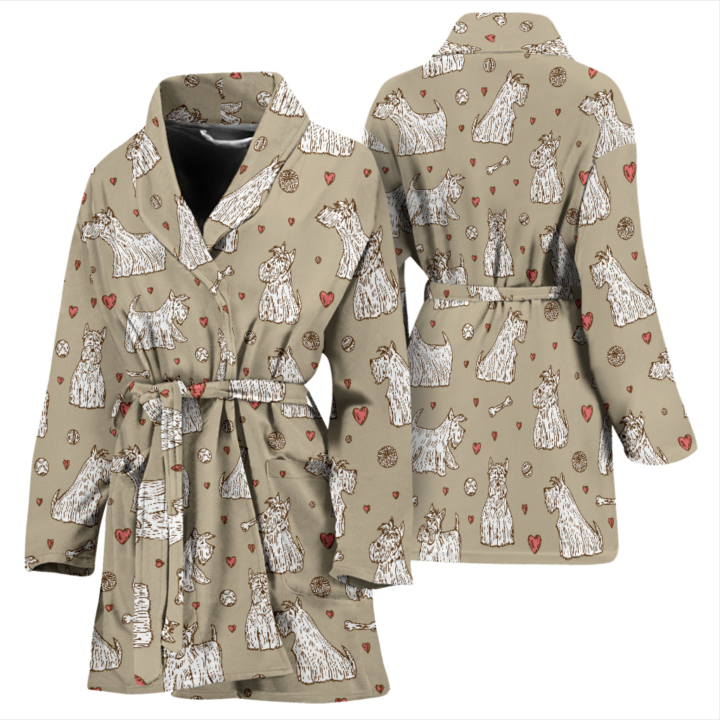 Scottish Terriers Print Design LKS3017 Women Bathrobe