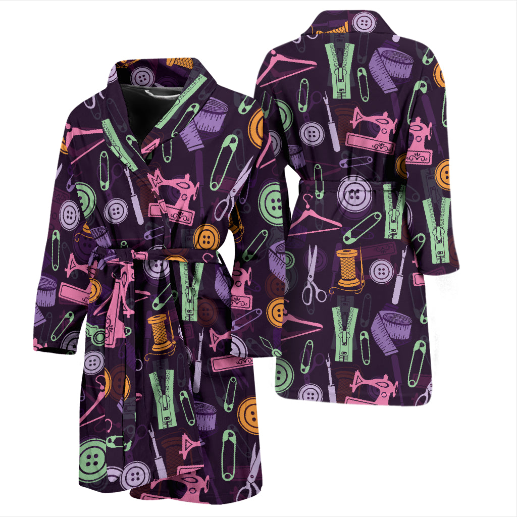 Sewing Equipment Print Design LKS306 Men Bathrobe