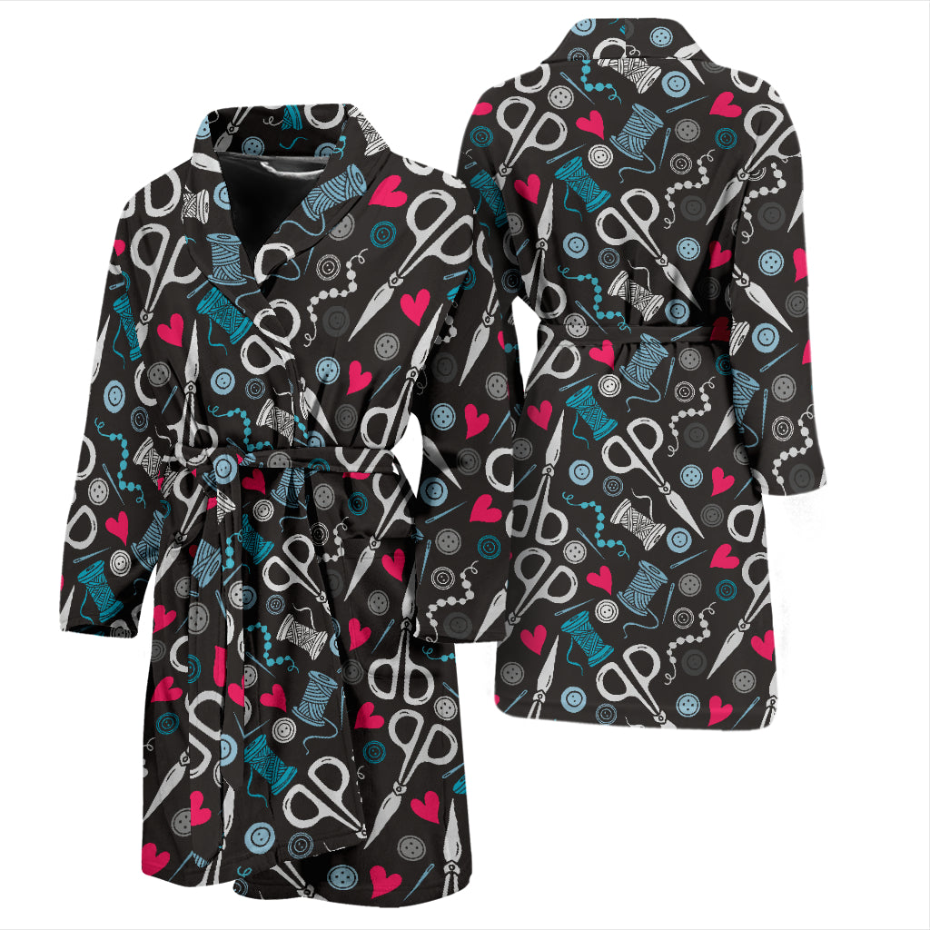 Sewing Equipment Print Design LKS305 Men Bathrobe