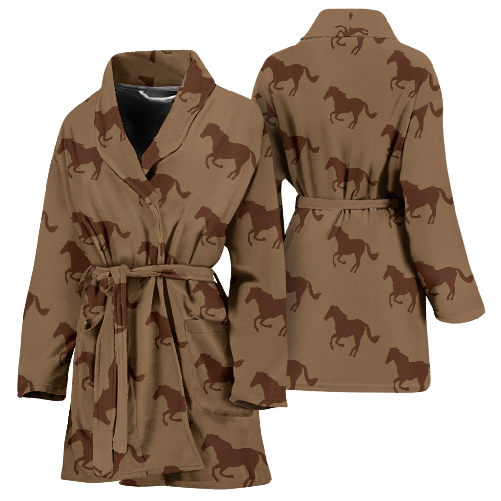 Horse Brown Print Design LKS307 Women Bathrobe