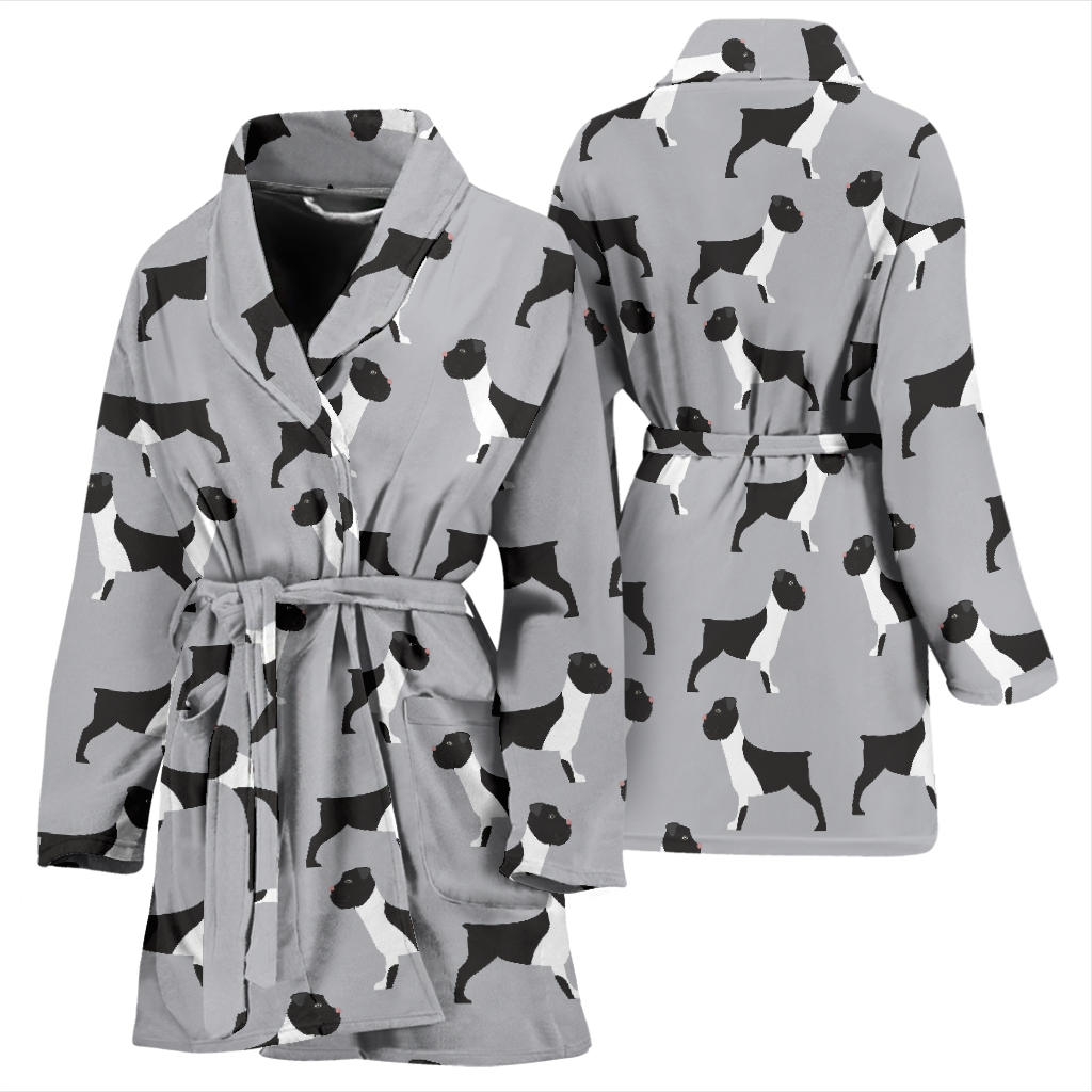 Boxers Pattern Print Design 01 Women Bathrobe