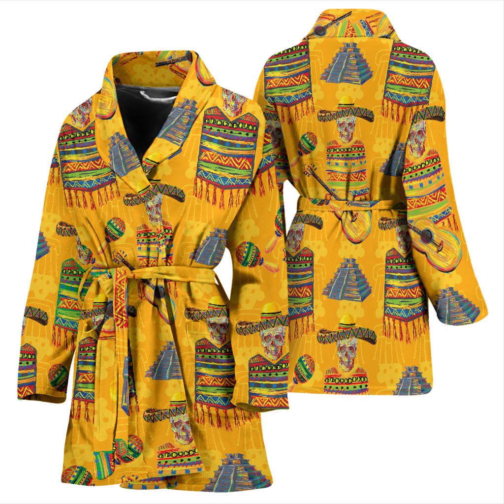 Maracas Mexican Style Pattern Print Design 02 Women Bathrobe