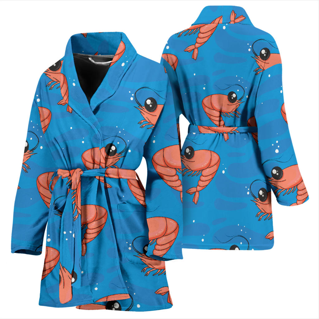 Prawn Cute Pattern Print Design 03 Women Bathrobe