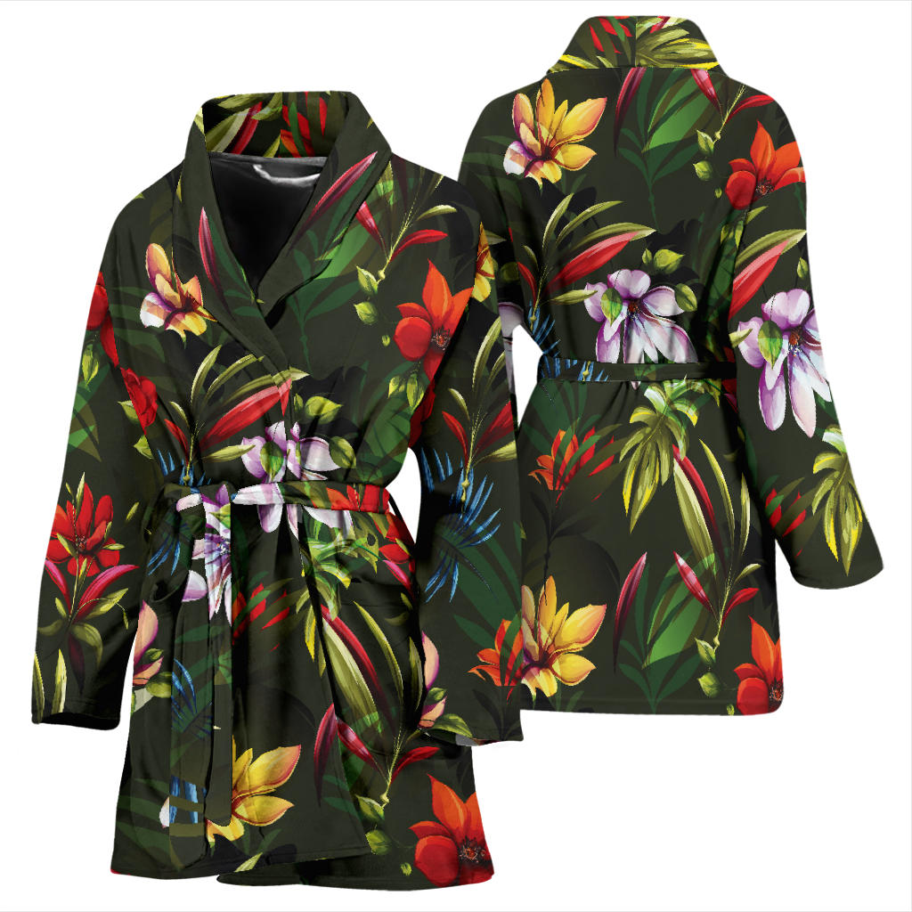 Magnolia Pattern Print Design 02 Women Bathrobe