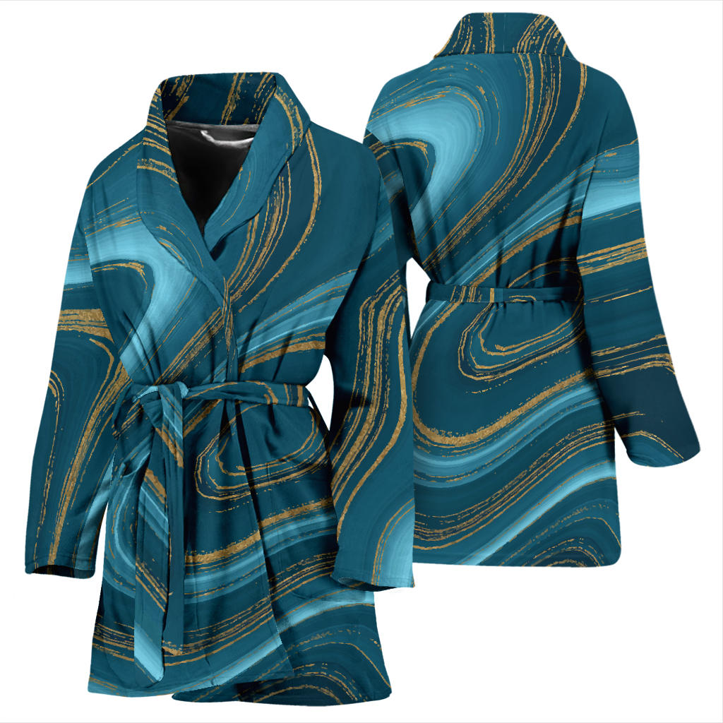 Liquid Pattern Print Design 04 Women Bathrobe