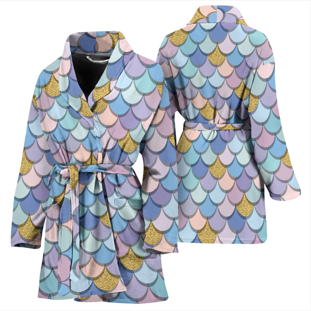 Mermaid Scales Pattern Print Design 05 Women Bathrobe