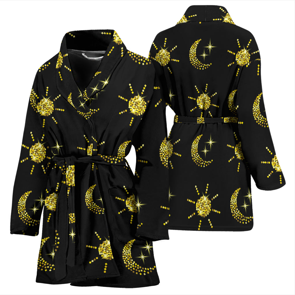 Sun Moon Print Design LKS304 Women Bathrobe