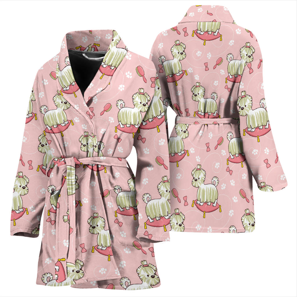 Bichons Frise Pattern Print Design 01 Women Bathrobe