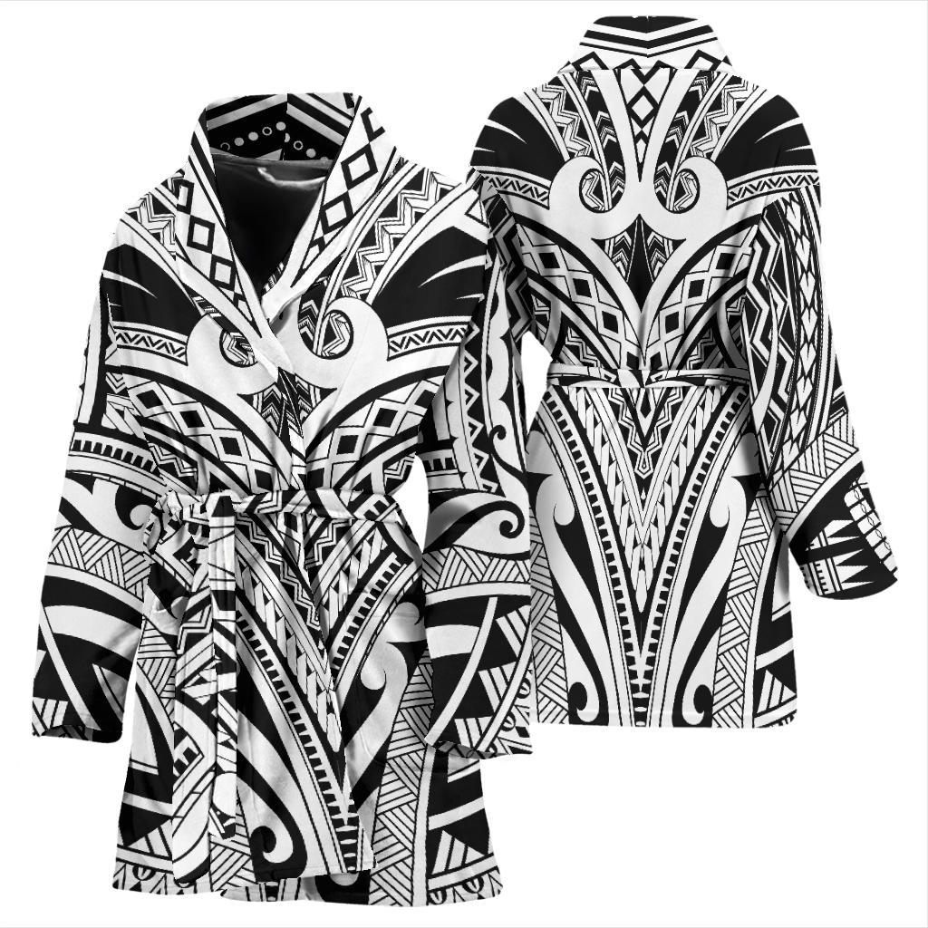 Maori Pattern Print Design 06 Women Bathrobe