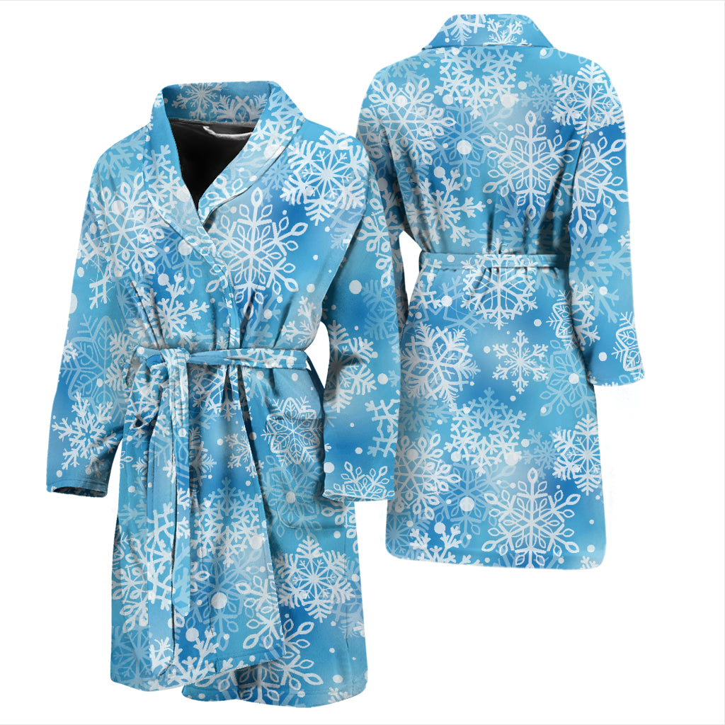 Snowflake Blue Print Design LKS301 Men Bathrobe