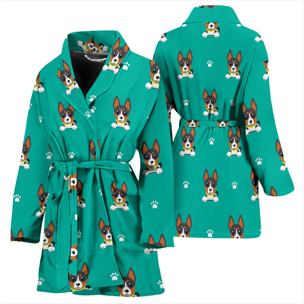 Basenji Pattern Print Design 03 Women Bathrobe