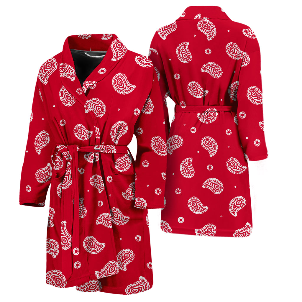 Bandana Red Paisley Print Design LKS305 Men Bathrobe