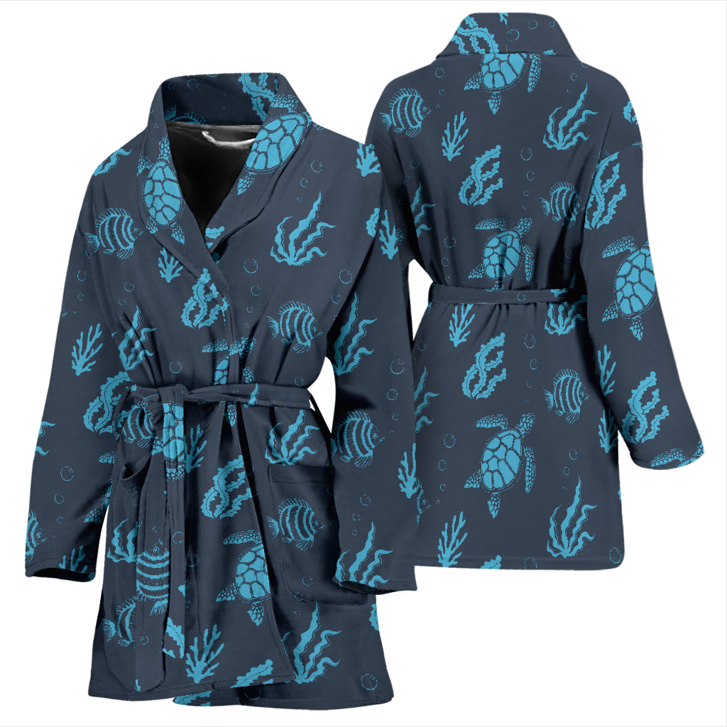 Sea Turtle Print Design LKS307 Women Bathrobe