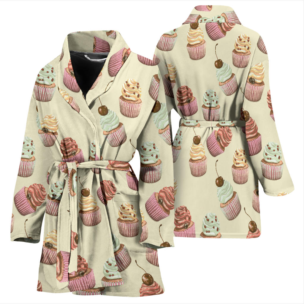 Cupcake Pattern Print Design 04 Women Bathrobe