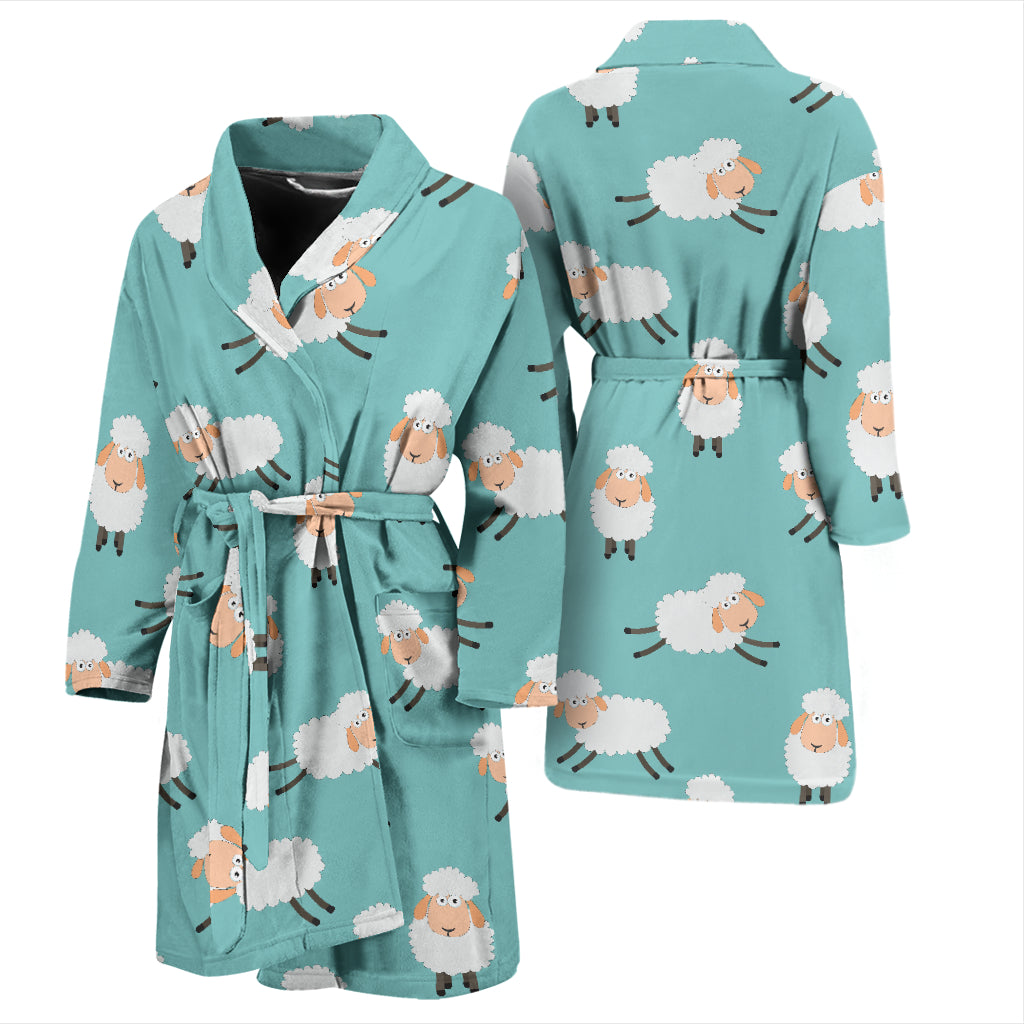 Sheep Print Design LKS406 Men Bathrobe