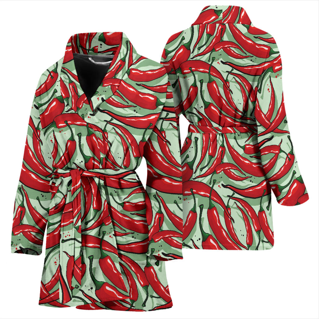 Chilli Pepper Pattern Print Design 04 Women Bathrobe