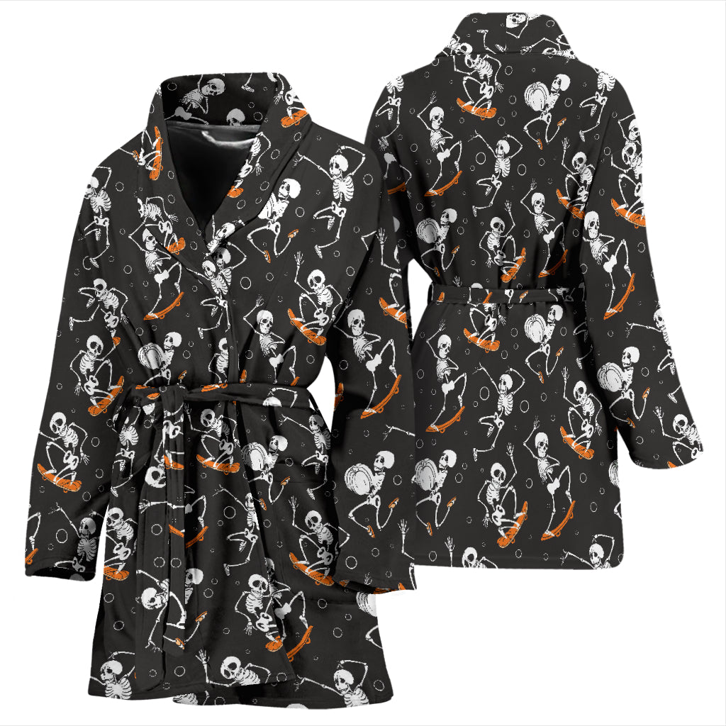 Skateboard With Skeleton Print Design LKS303 Women Bathrobe
