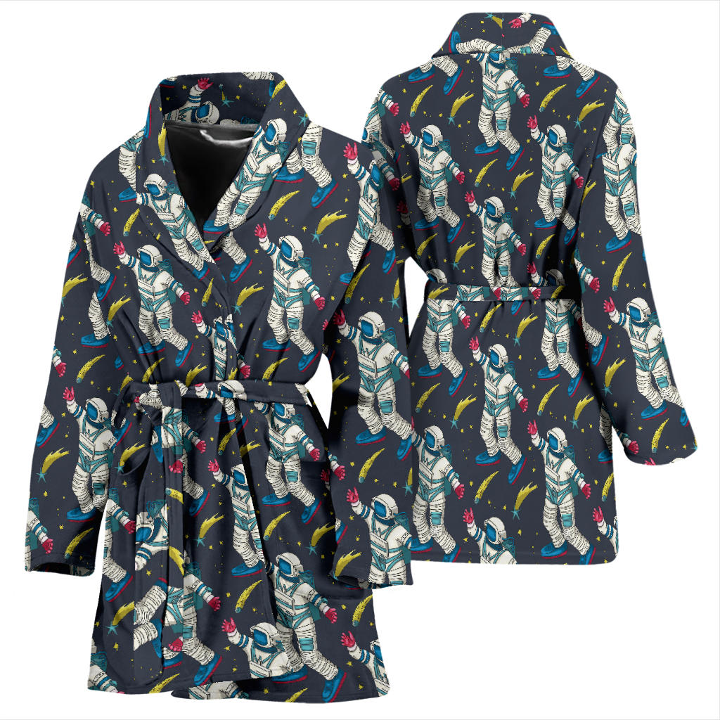 Astronaut Pattern Print Design 04 Women Bathrobe