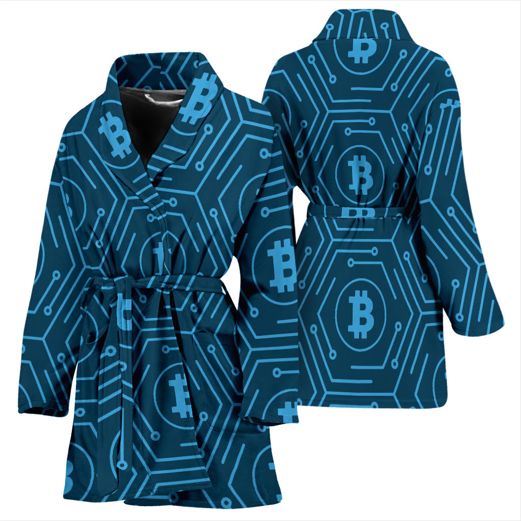 Cryptocurrency Pattern Print Design 04 Women Bathrobe