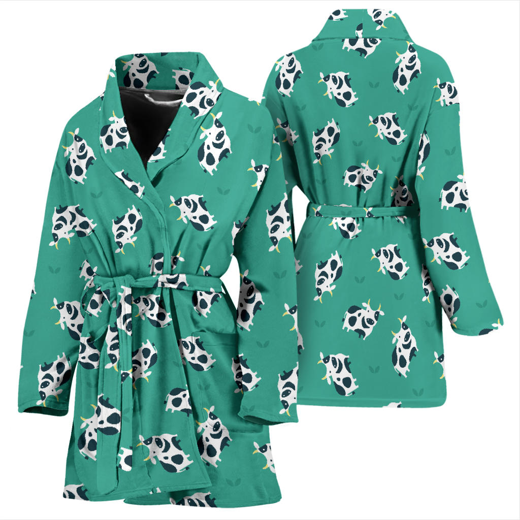 Cow Pattern Print Design 03 Women Bathrobe