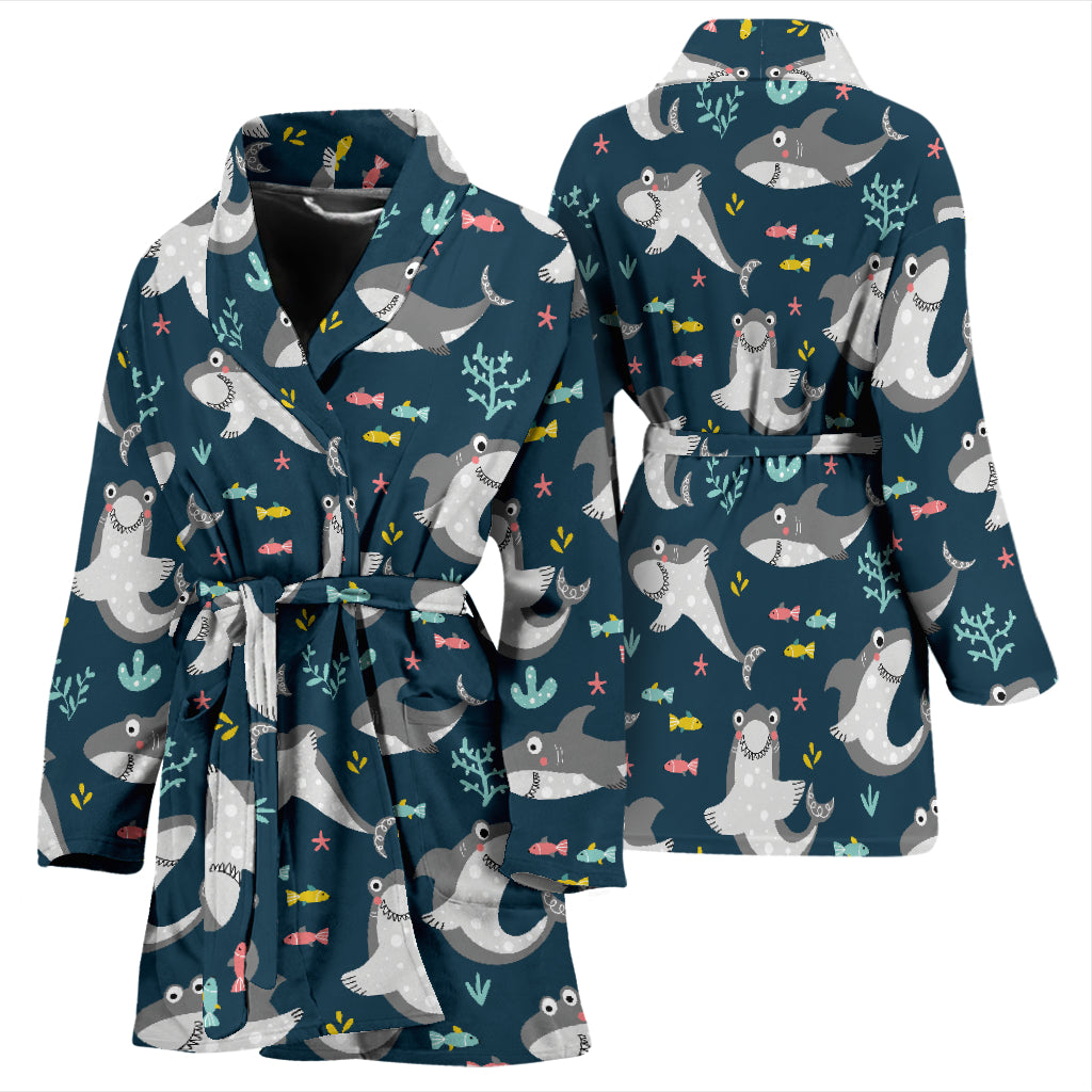 Shark Print Design LKS307 Women Bathrobe