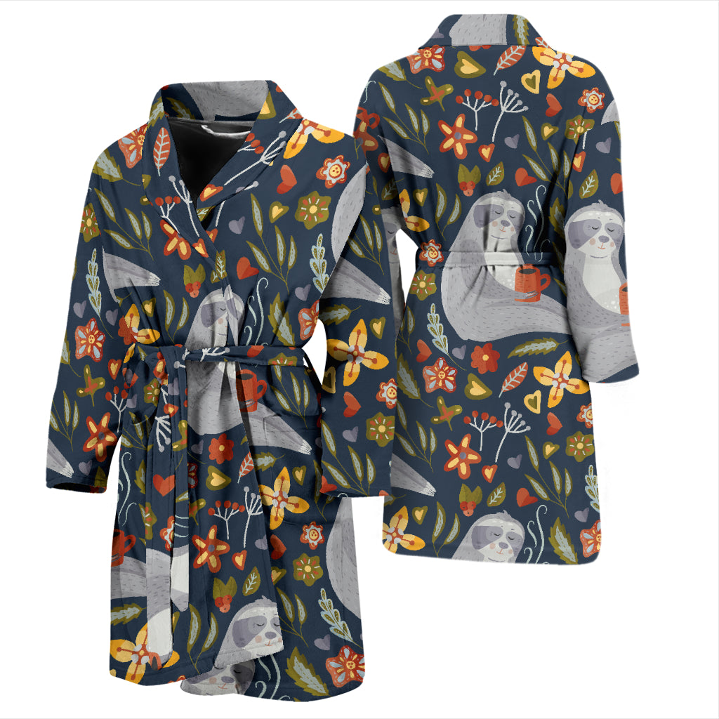 Sloth Print Design LKS303 Men Bathrobe