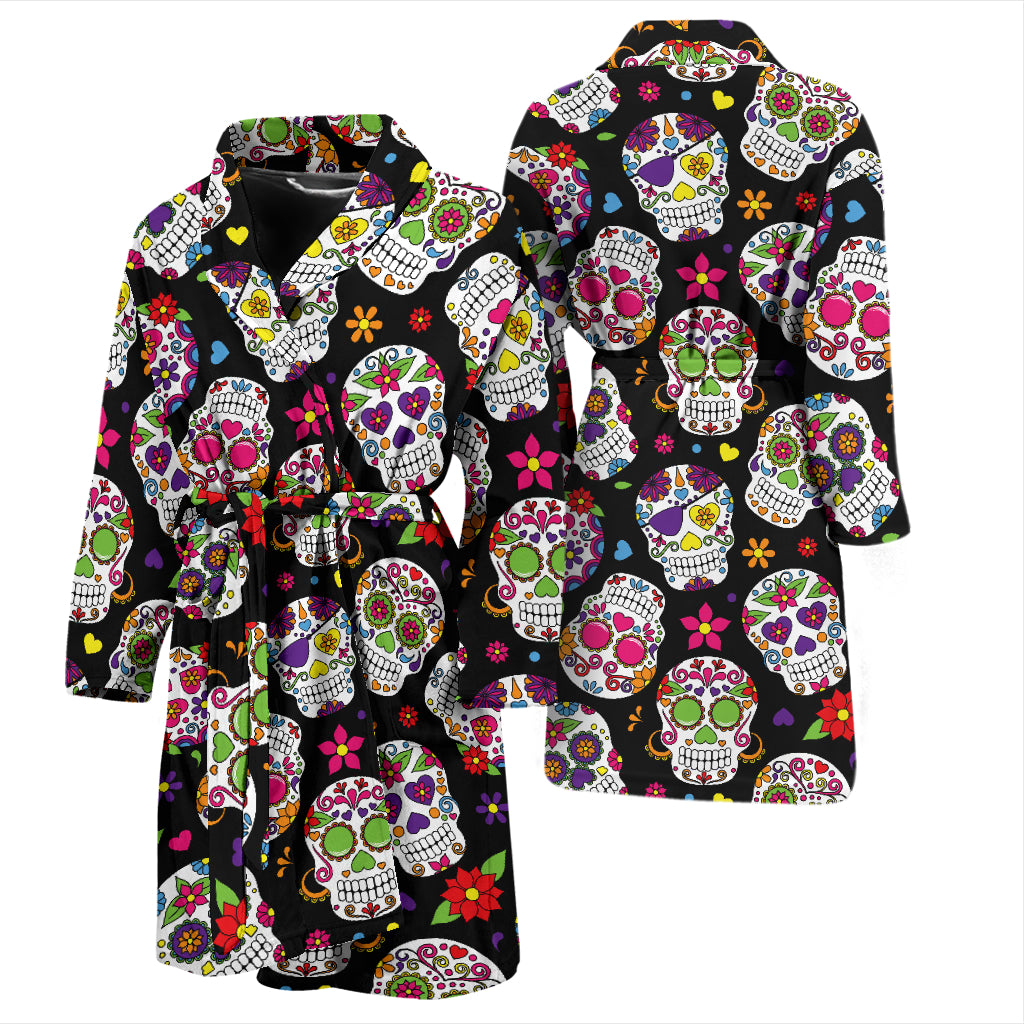 Sugar Skull Print Design LKS302 Men Bathrobe
