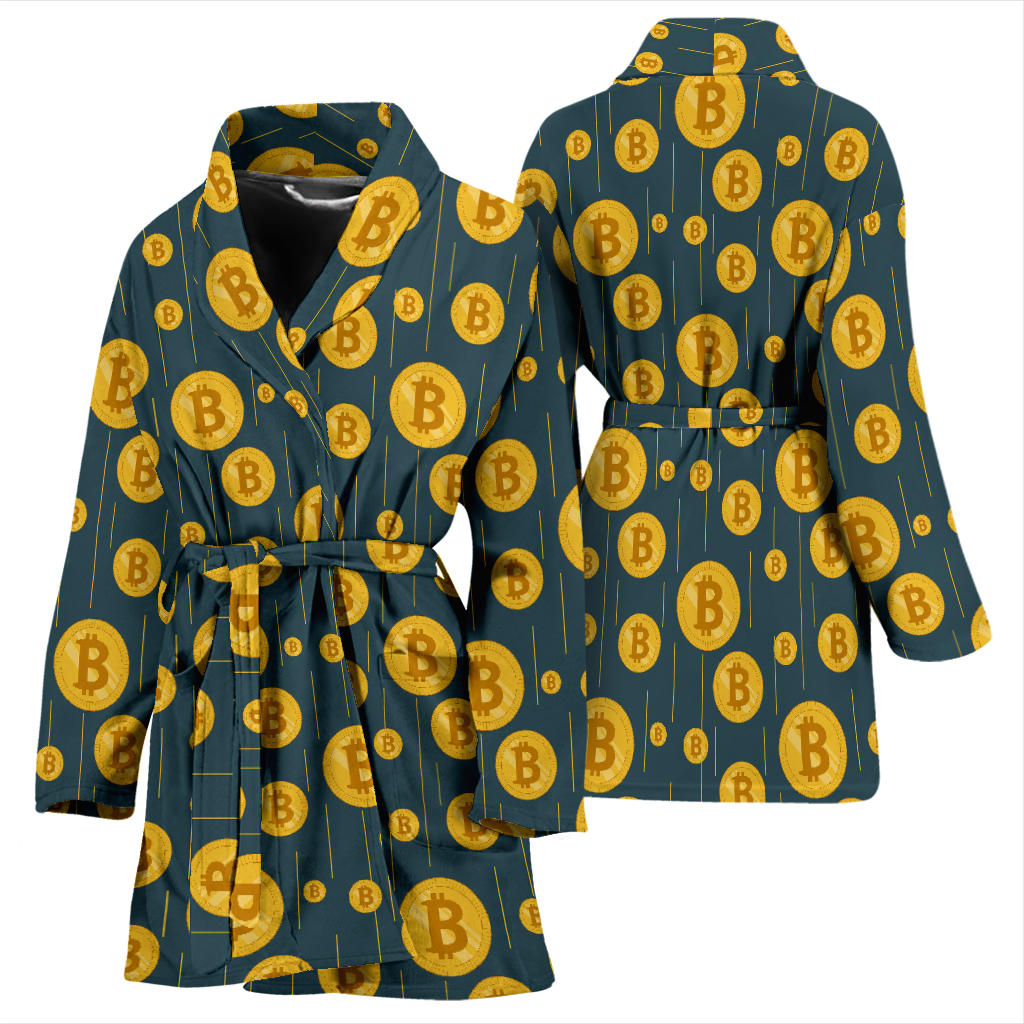 Bitcoin Pattern Print Design 01 Women Bathrobe