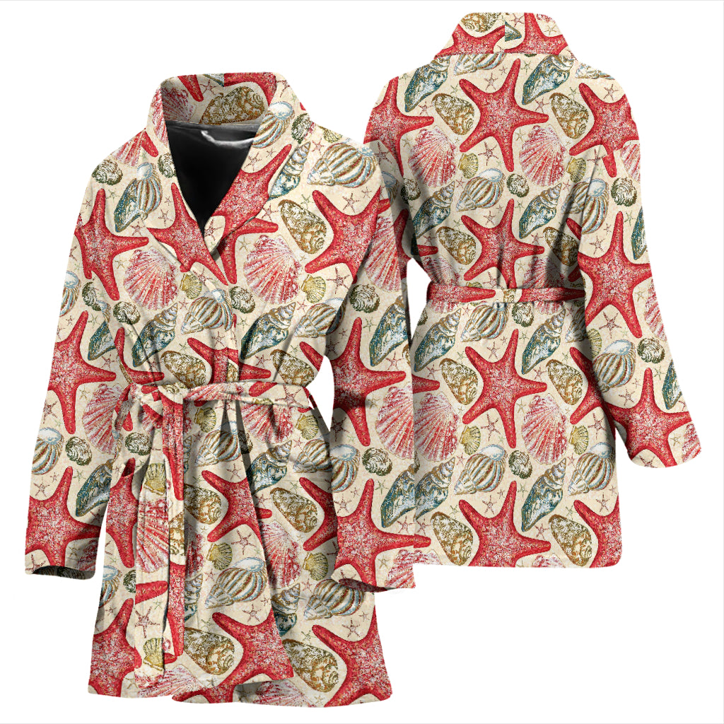 Seashell Print Design LKS301 Women Bathrobe