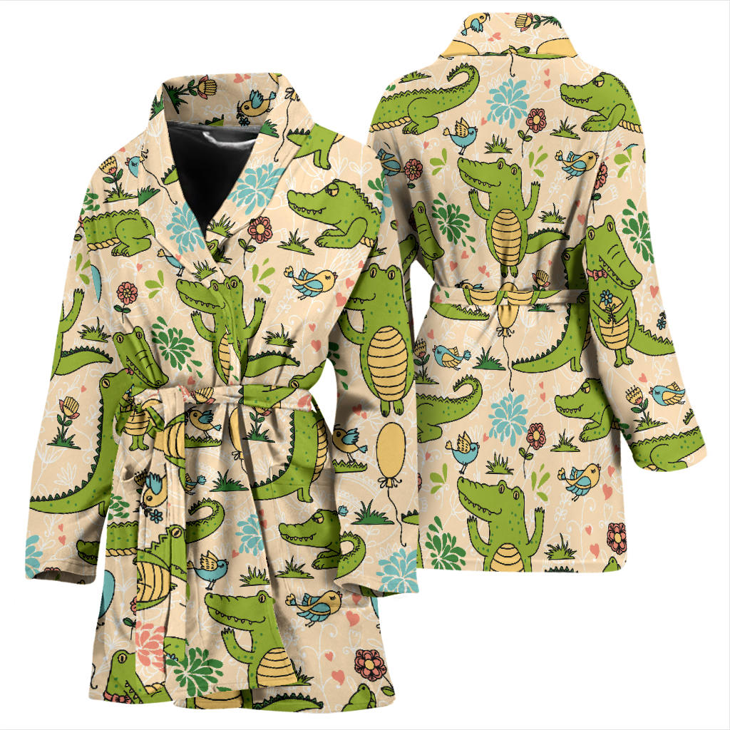 Alligator Pattern Print Design 01 Women Bathrobe