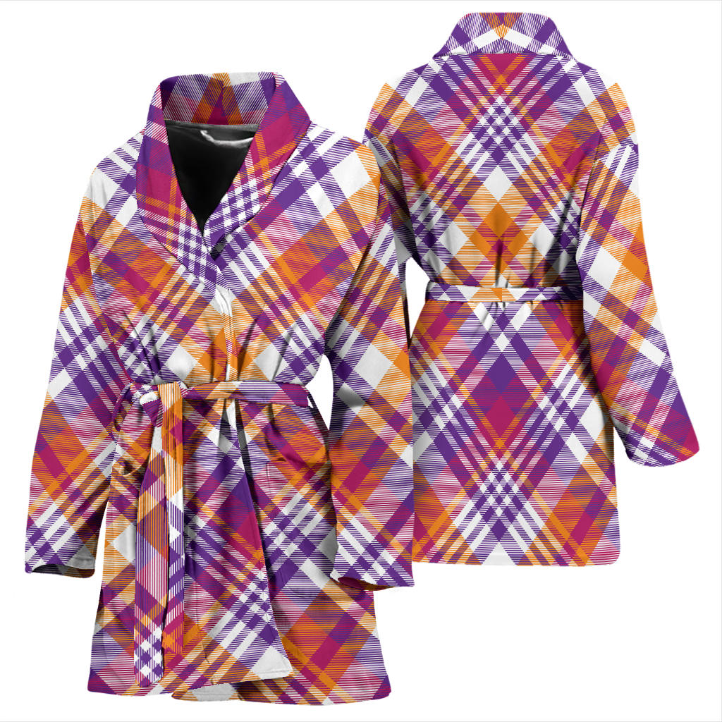 Madras Pattern Print Design 02 Women Bathrobe