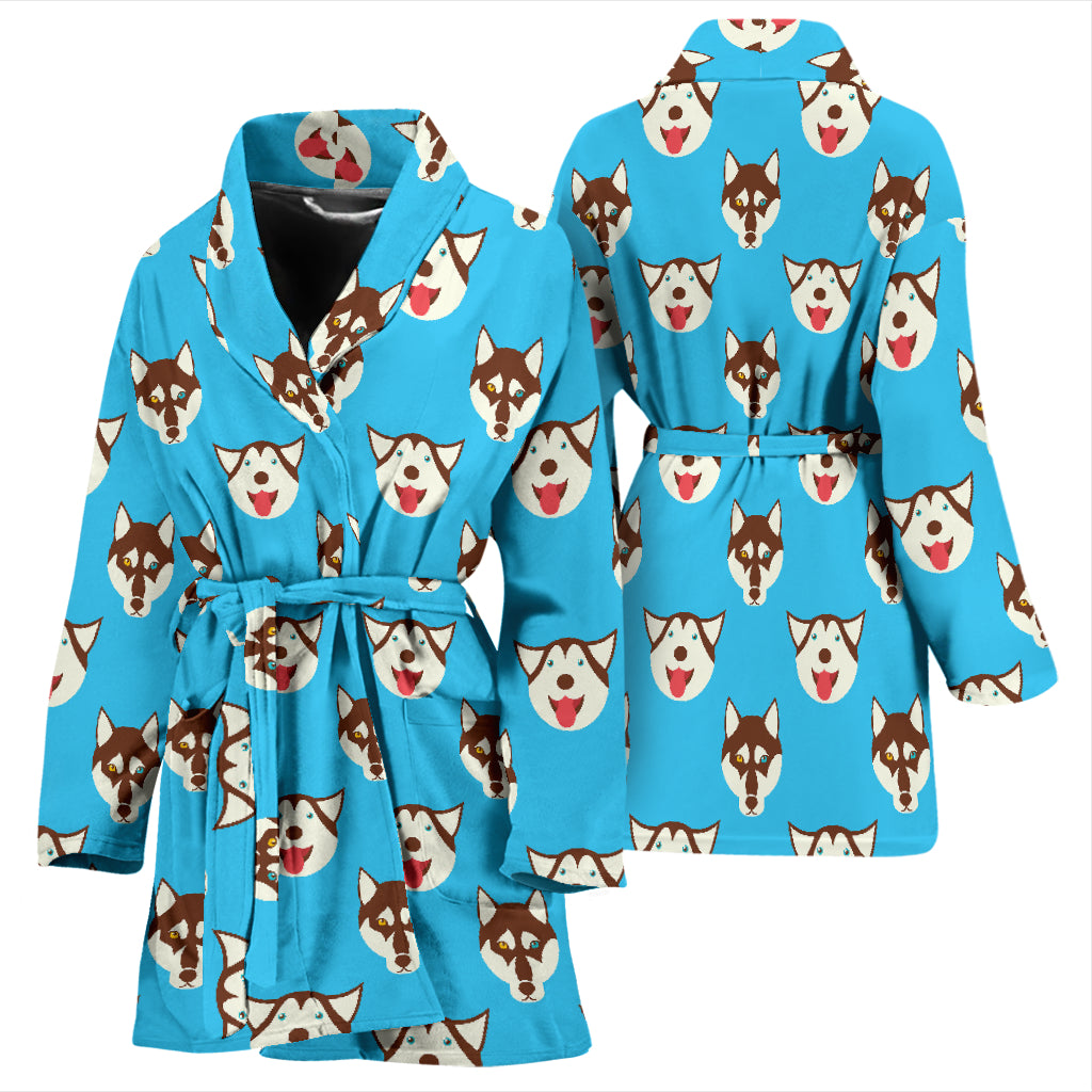 Siberian Huskies Print Design LKS306 Women Bathrobe